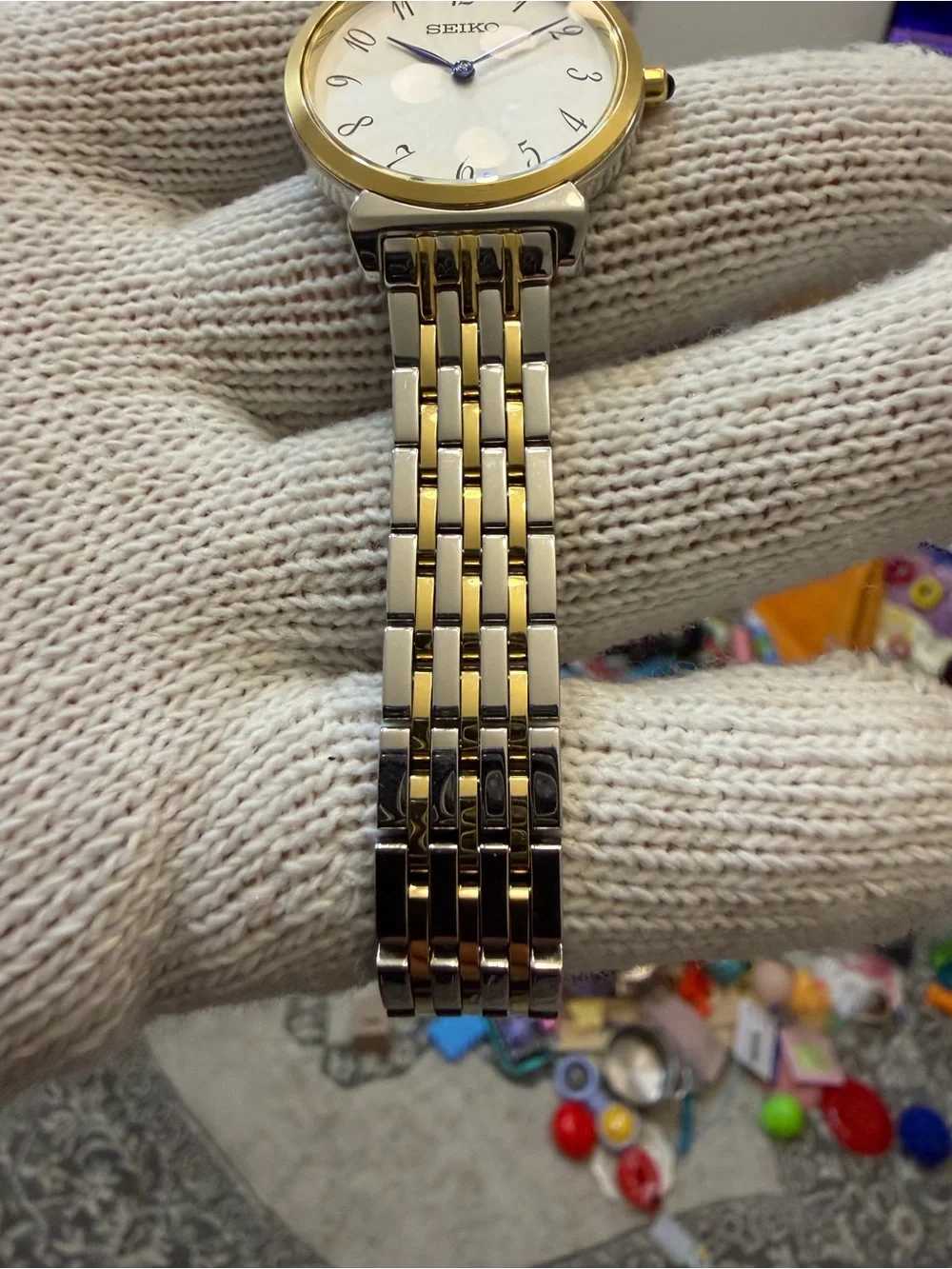 Seiko Essentials Women's Watch Two-Tone Gold Silver Arabic SFQ800 7N00-0BM0